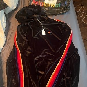 Aviator Nation Classic Velvet Pullover Hoodie Relaxed Size Medium